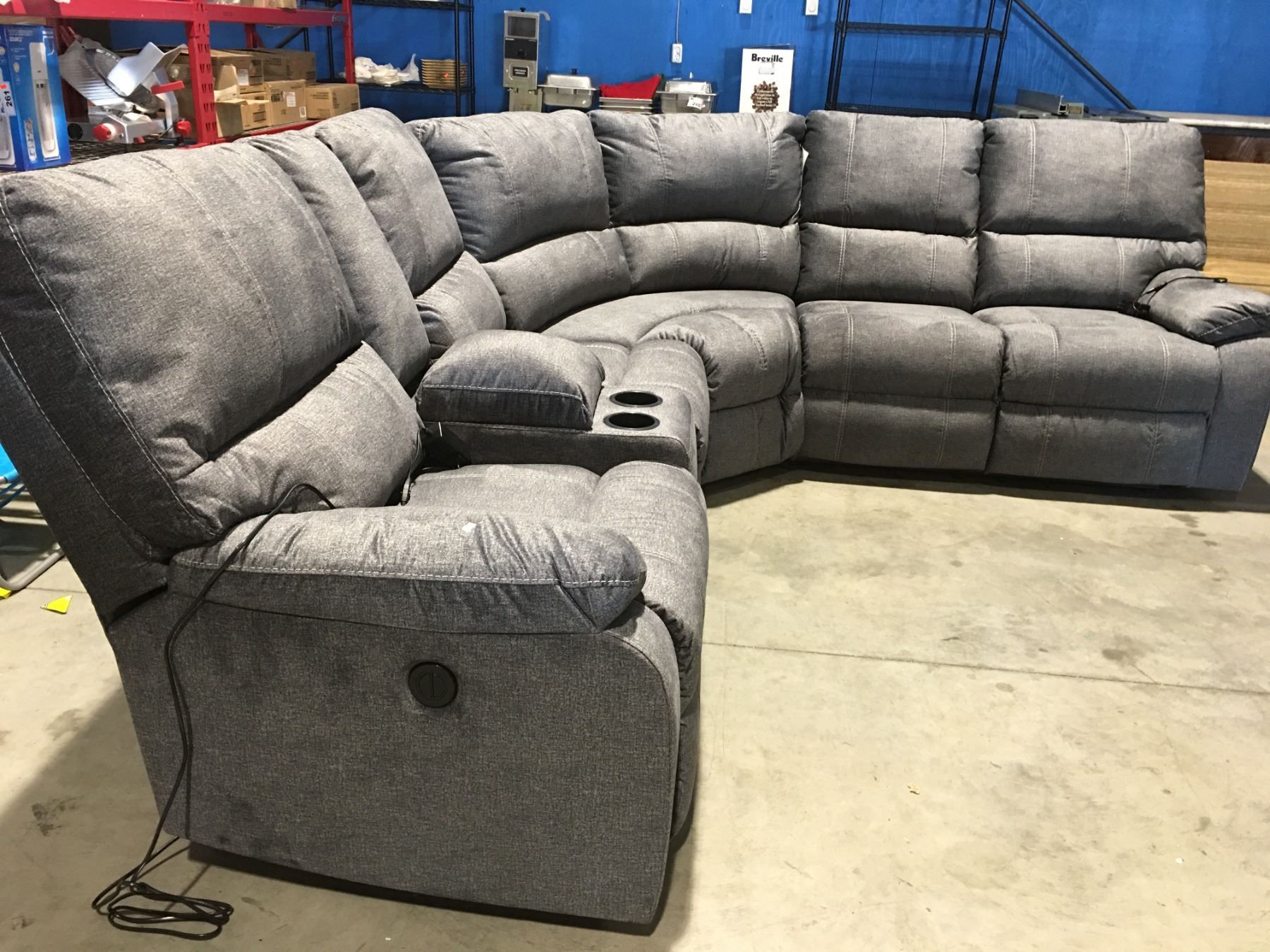 Signature Designashley Dark Grey Upholstered Power Recliner Throughout 104&quot; Sectional Sofas (Photo 4 of 15)
