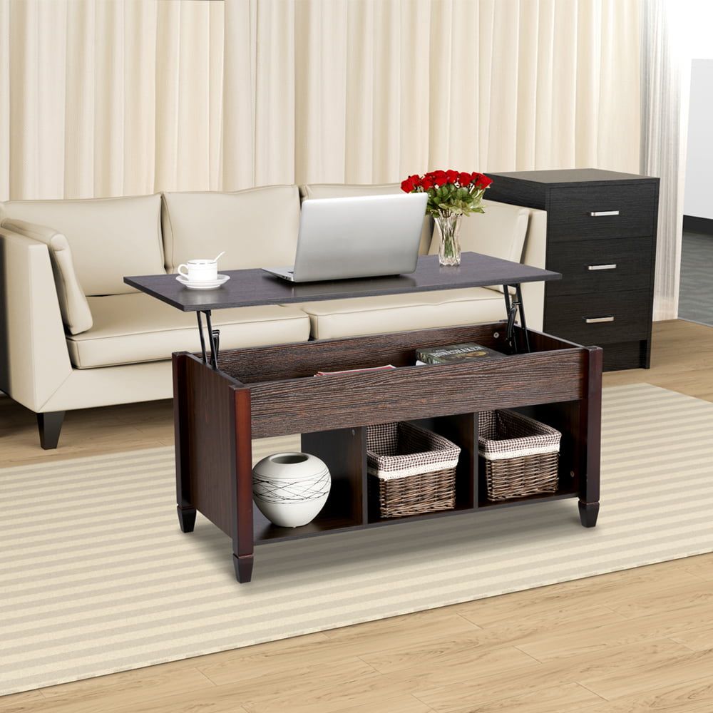 Smilemart Modern Lift Top Coffee Table With 3 Storage Compartments For Lift Top Coffee Tables With Shelves (View 15 of 15)