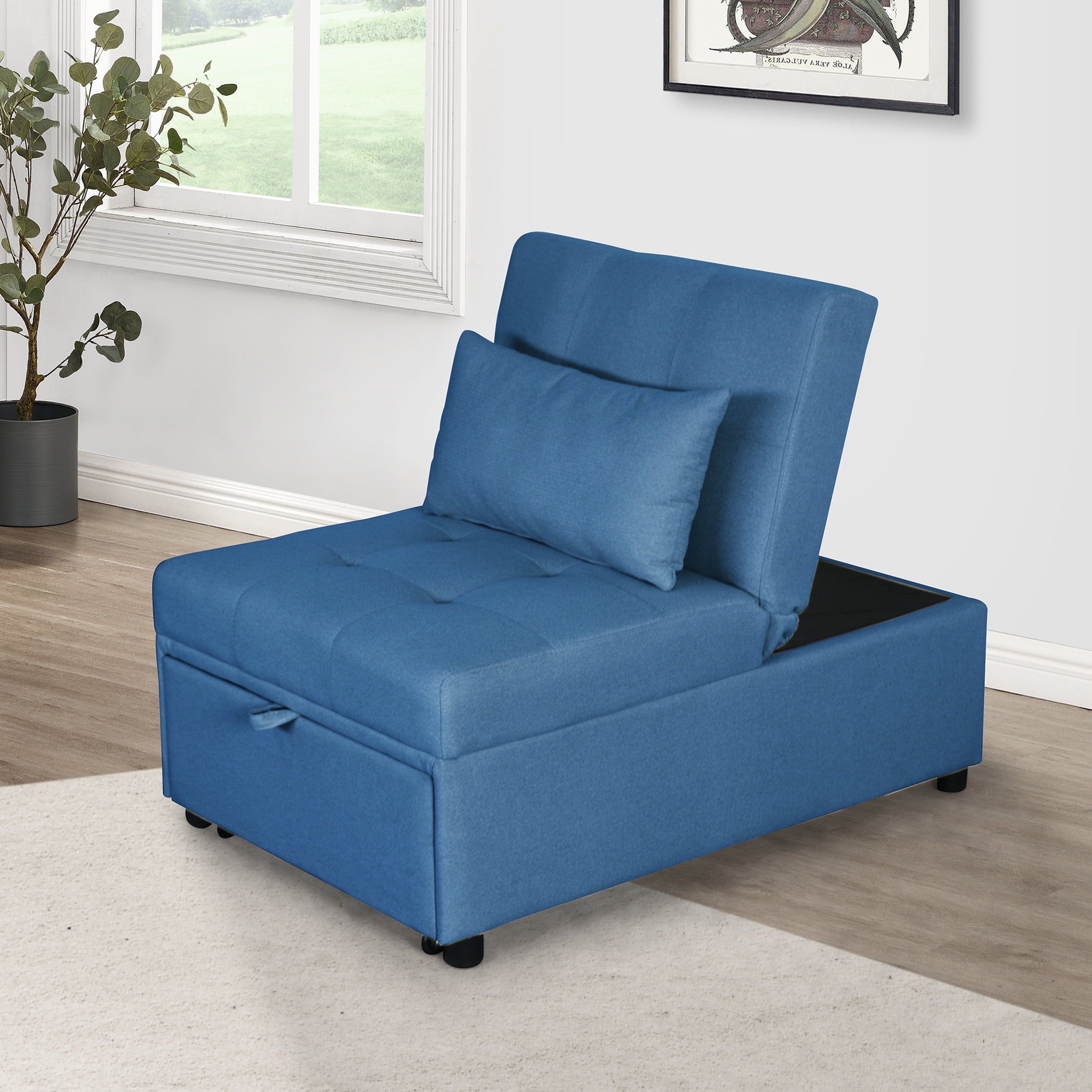 Sofa Bed, Convertible Chair Sleeper Bed, 4 In 1 Multi Function Folding  Ottoman Modern Breathable Fabric Guest Bed With Adjustable Sleeper For  Small Room Apartment (blue) – Walmart Throughout 4 In 1 Convertible Sleeper Chair Beds (View 8 of 15)