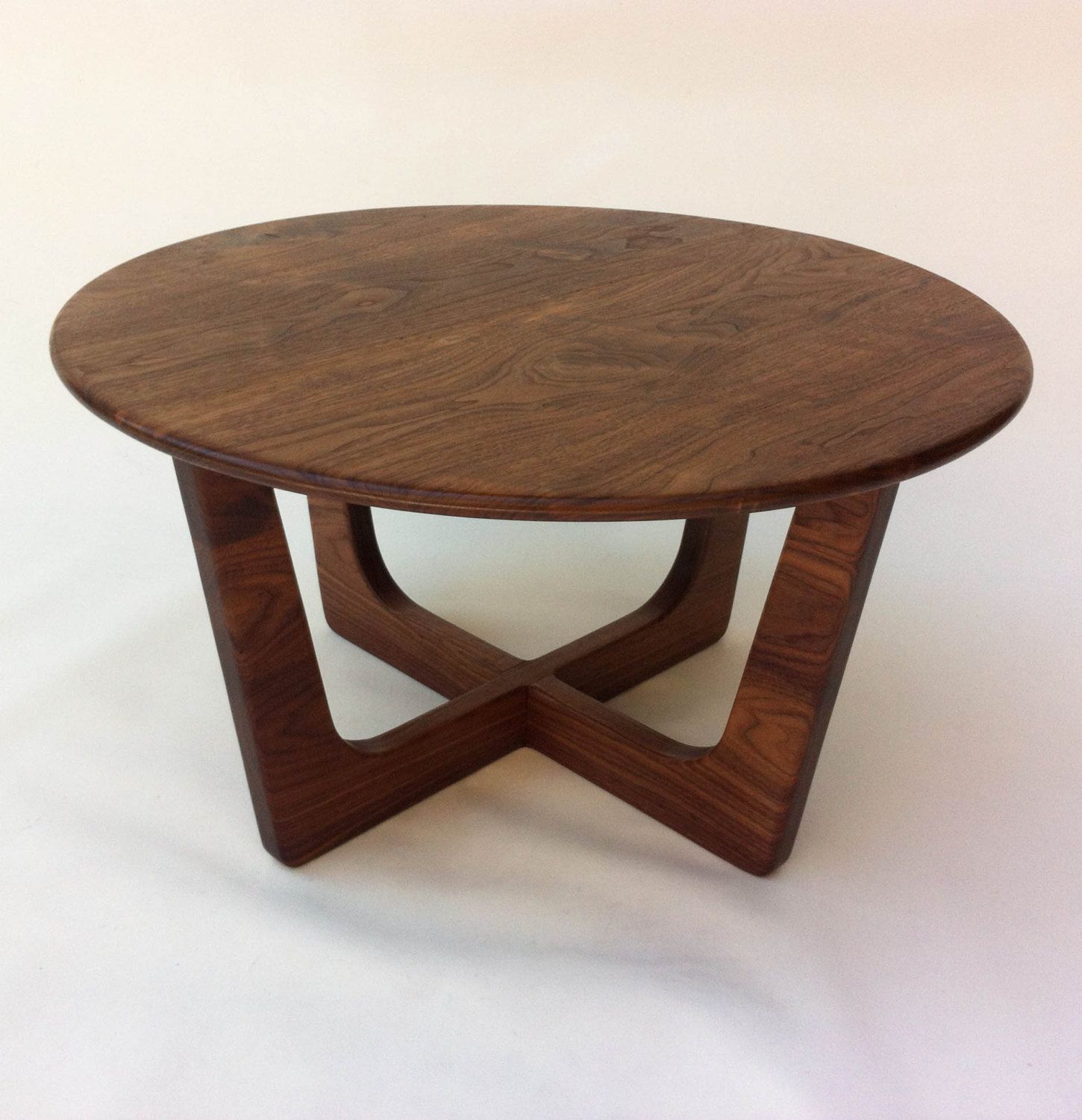 Solid Walnut Round Mid Century Modern Coffee Table Pertaining To Wooden Mid Century Coffee Tables (Photo 3 of 15)