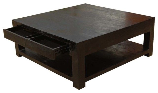 Solid Wood Square Coffee Table, Espresso – Transitional – Coffee Tables Pertaining To Transitional Square Coffee Tables (View 5 of 15)