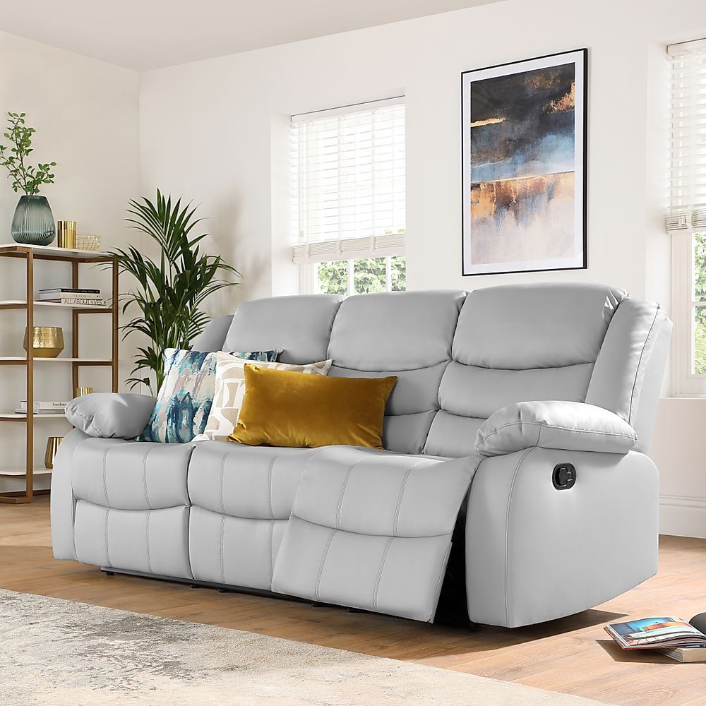 Sorrento 3 Seater Recliner Sofa, Light Grey Classic Faux Leather Only  £699.99 | Furniture And Choice Pertaining To Sofas In Light Grey (Photo 2 of 15)