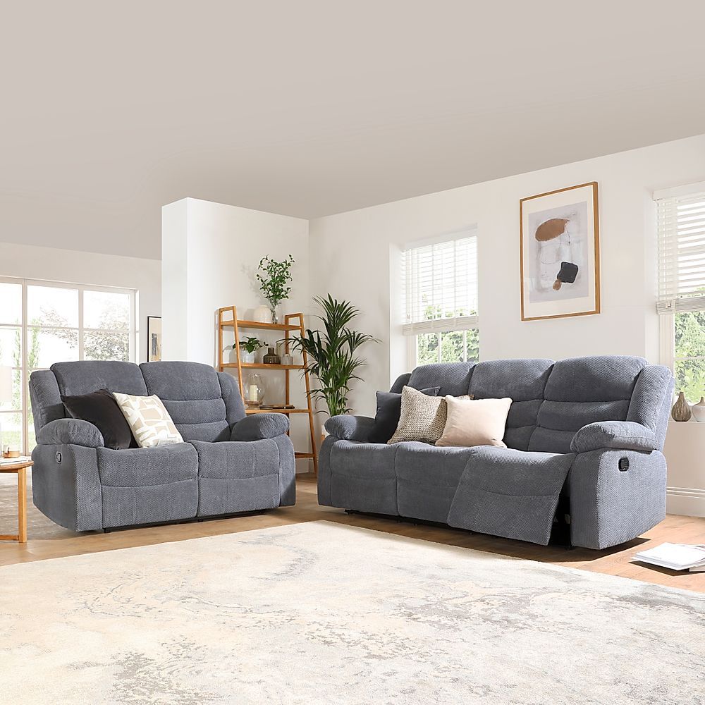 Sorrento 3+2 Seater Recliner Sofa Set, Dark Grey Dotted Cord Fabric Only  £1199.98 | Furniture And Choice Regarding Sofas In Dark Grey (Photo 6 of 15)