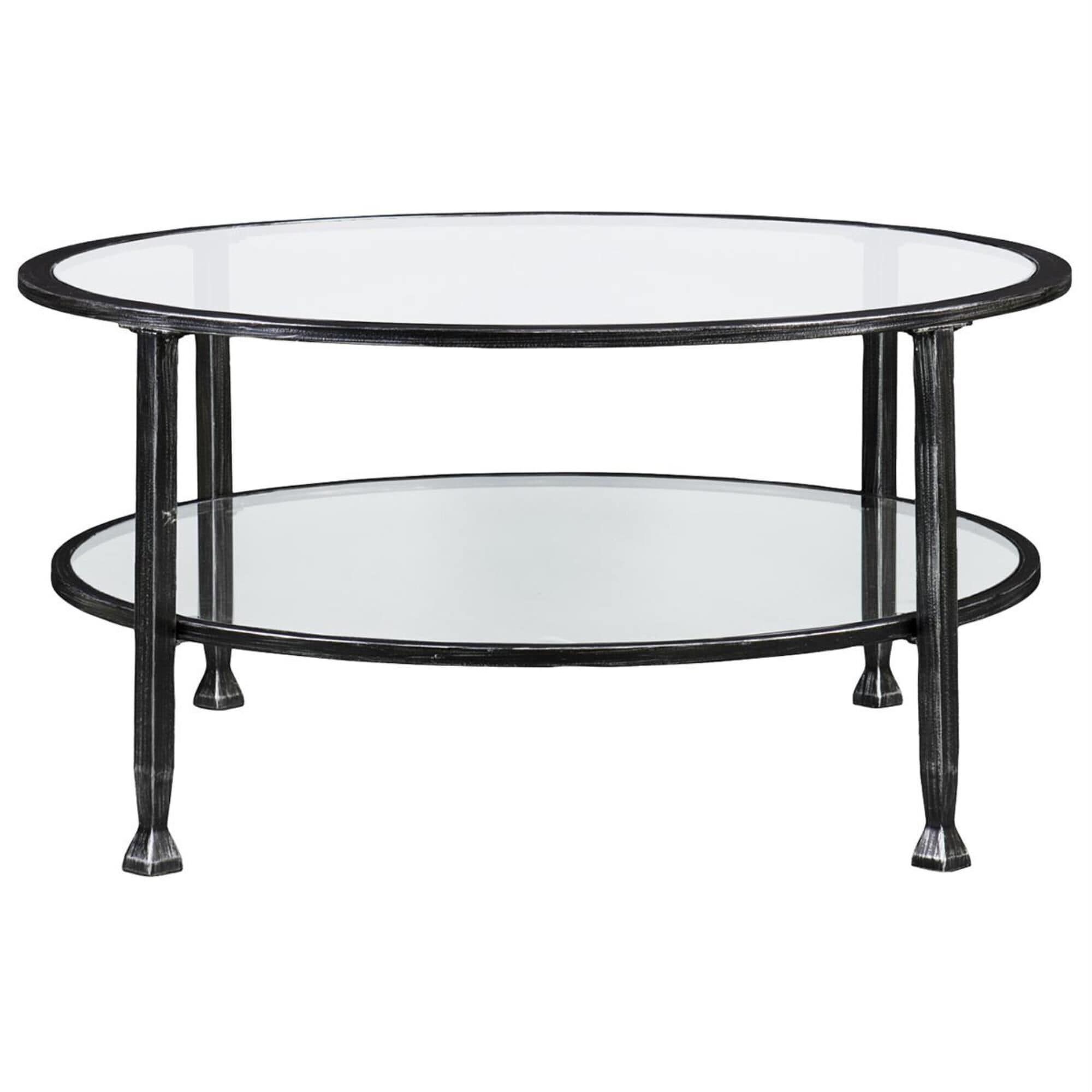 Southern Enterprises Jaymes Round Coffee Table In Distressed Black And In Southern Enterprises Larksmill Coffee Tables (View 11 of 15)