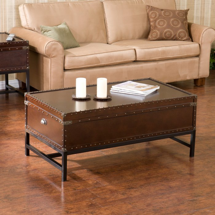 Southern Enterprises Voyager Espresso Trunk Coffee Table | Coffee Table Regarding Southern Enterprises Larksmill Coffee Tables (Photo 9 of 15)
