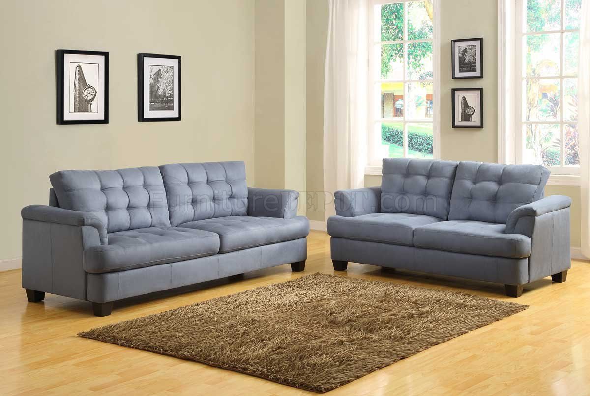 St. Charles 9736 Sofa – Homelegance – Blue Grey Fabric W/options For Sofas In Bluish Grey (Photo 9 of 15)