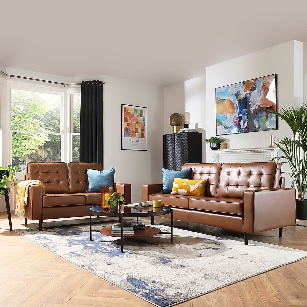 Stockholm 3+2 Seater Sofa Set, Tan Premium Faux Leather Only £999.98 |  Furniture And Choice Regarding Faux Leather Sofas (Photo 12 of 15)