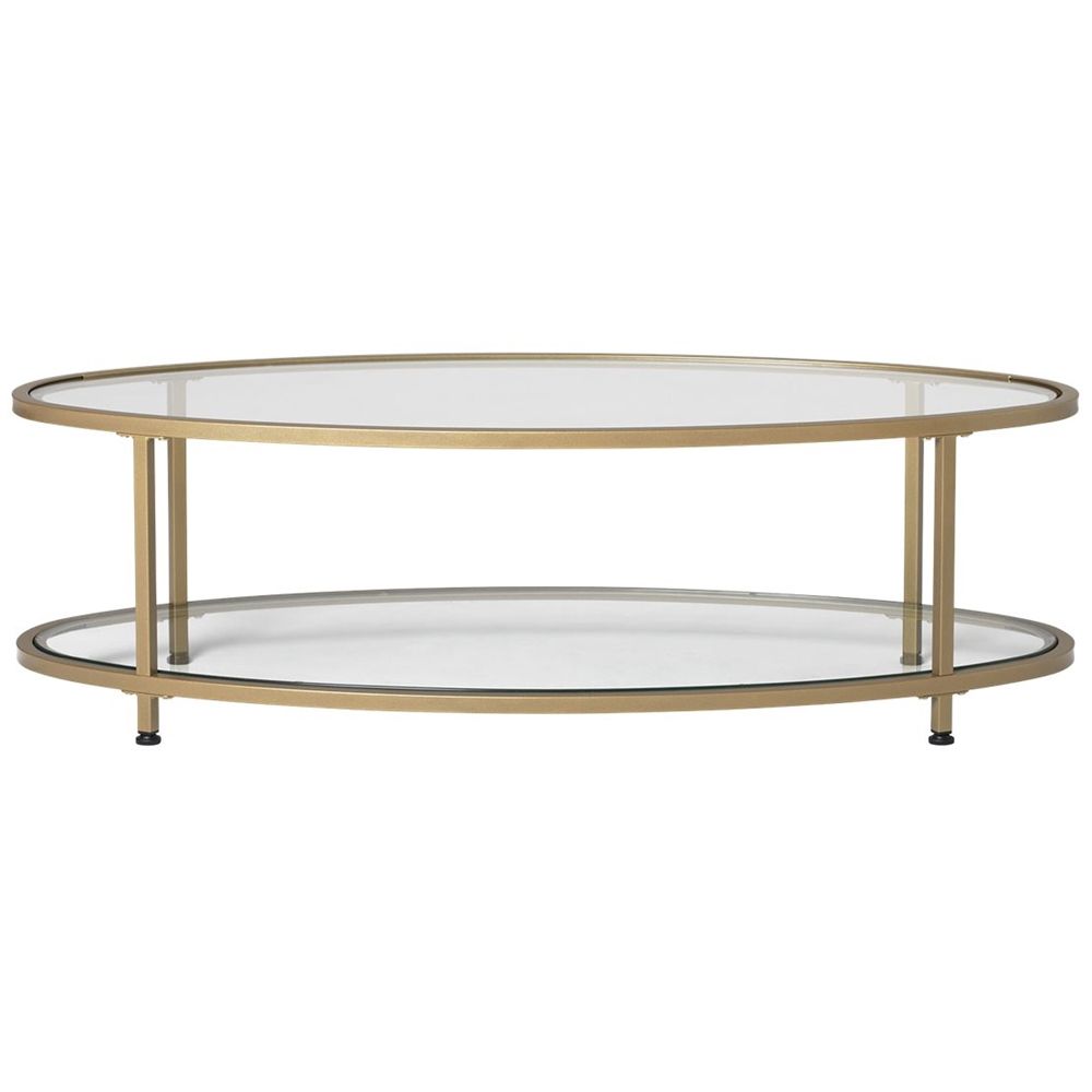 Studio Designs Camber Oval Modern Tempered Glass Coffee Table Clear Intended For Tempered Glass Coffee Tables (View 12 of 15)