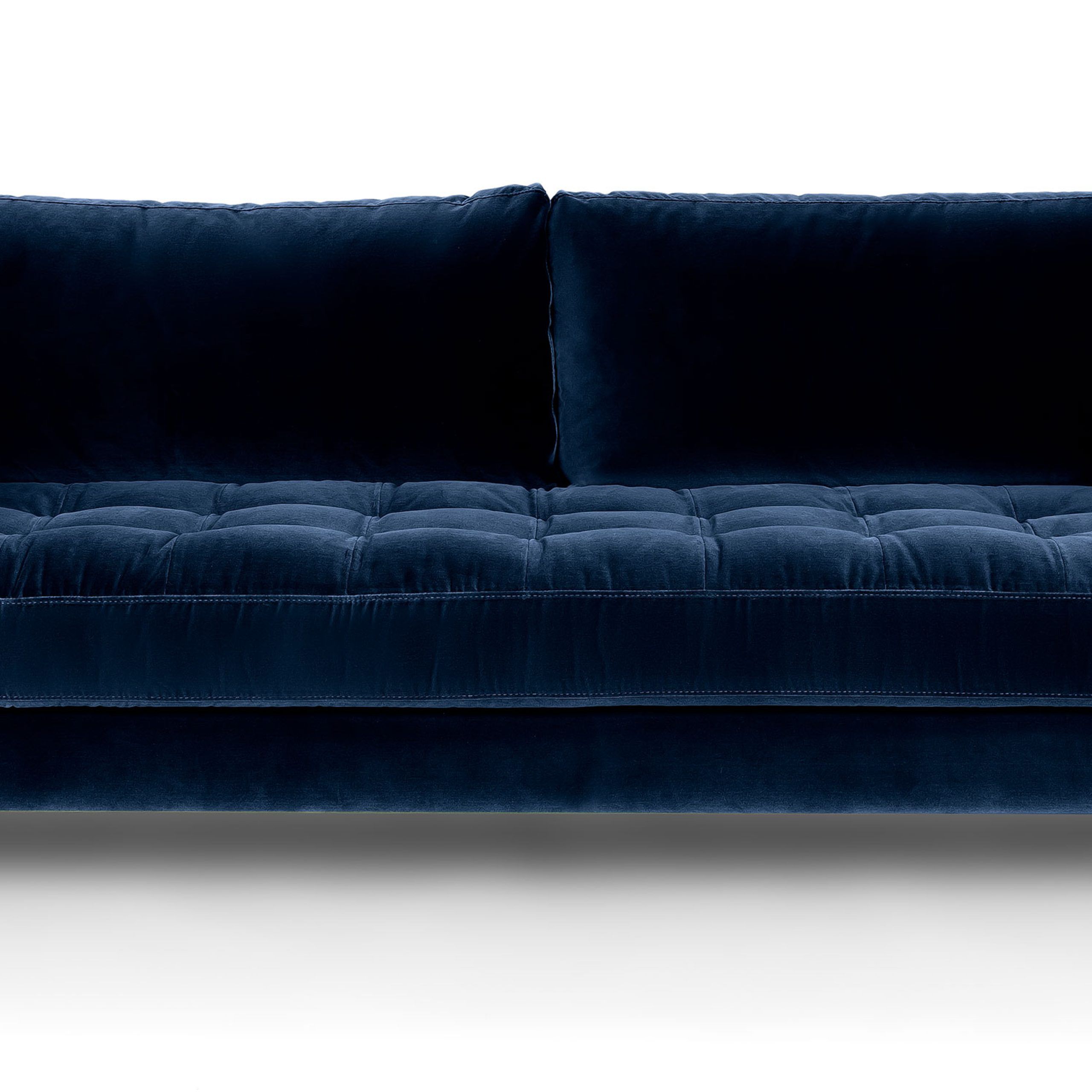 Sven Walnut & Cascadia Blue Velvet 3 Seater Sofa | Article In Sofas In Blue (View 2 of 15)