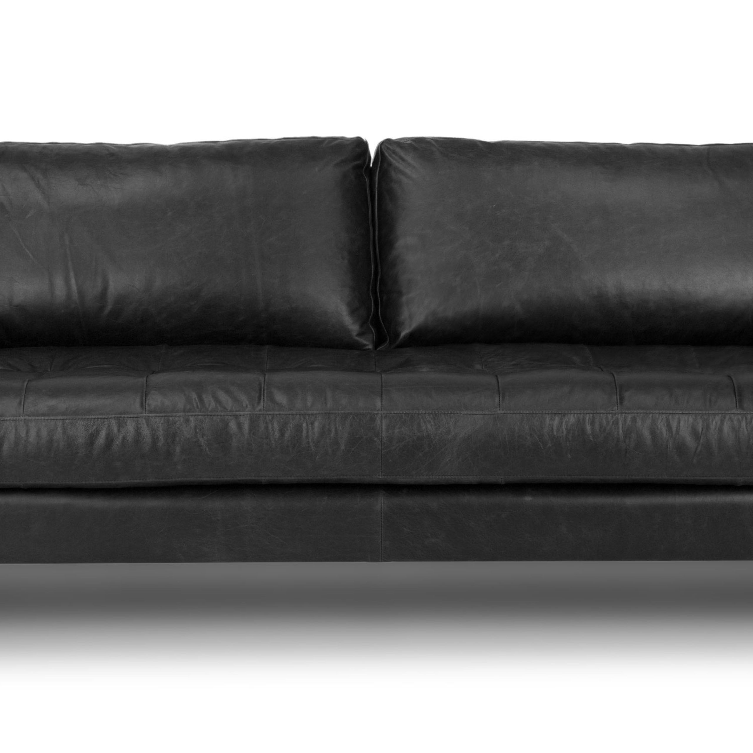 Sven Walnut & Oxford Black Leather 3 Seater Sofa | Article Regarding Sofas In Black (View 4 of 15)