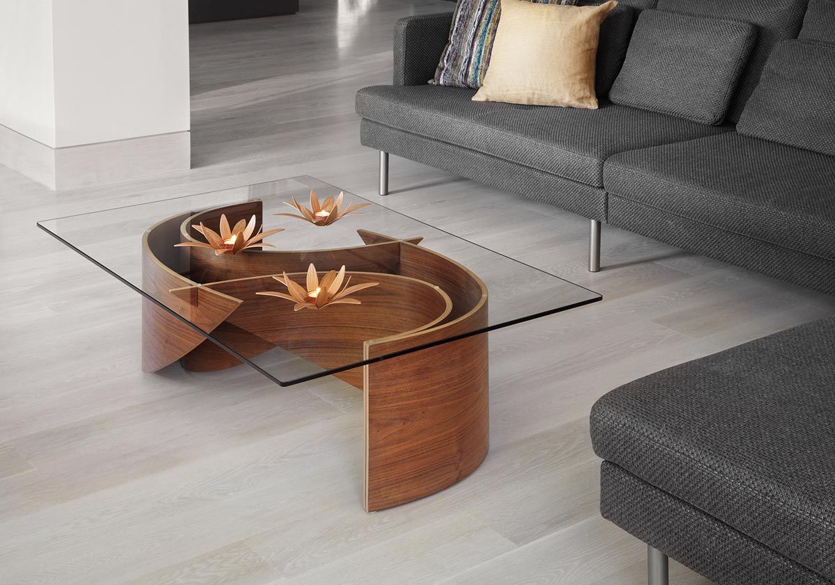 The Wave Coffee Table Combines Wood And Glass Into A Uniquely Modern Pertaining To Modern Wooden X Design Coffee Tables (View 14 of 15)