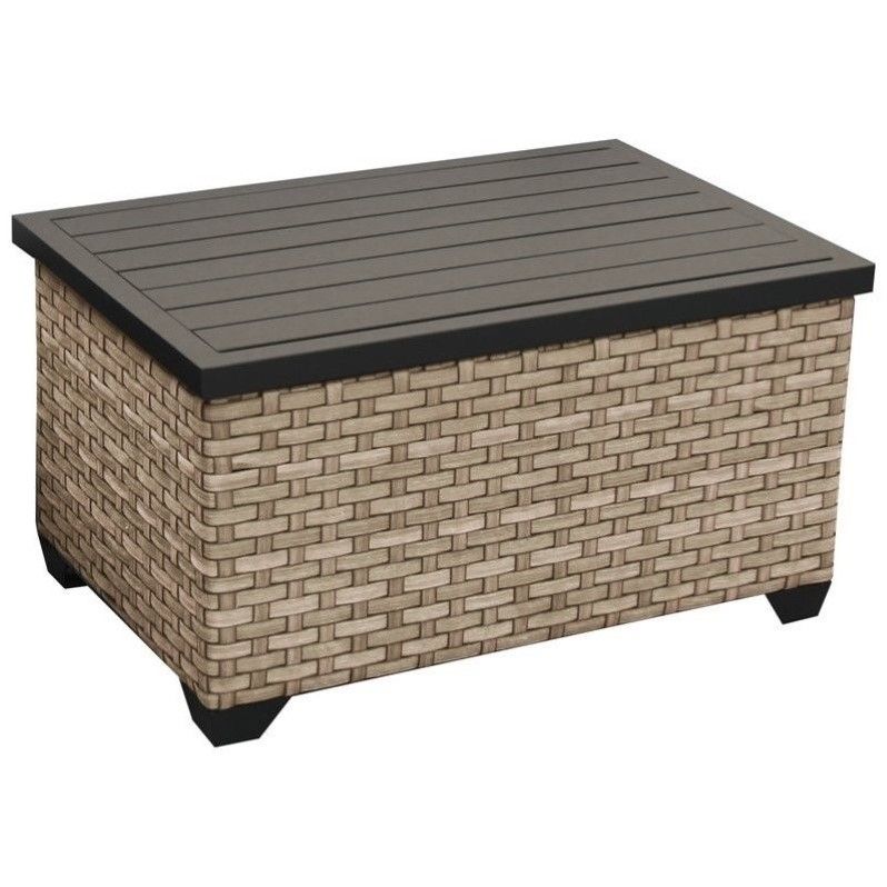 Tkc Monterey Outdoor Wicker Storage Coffee Table In Summer Fog In Outdoor Coffee Tables With Storage (View 2 of 15)