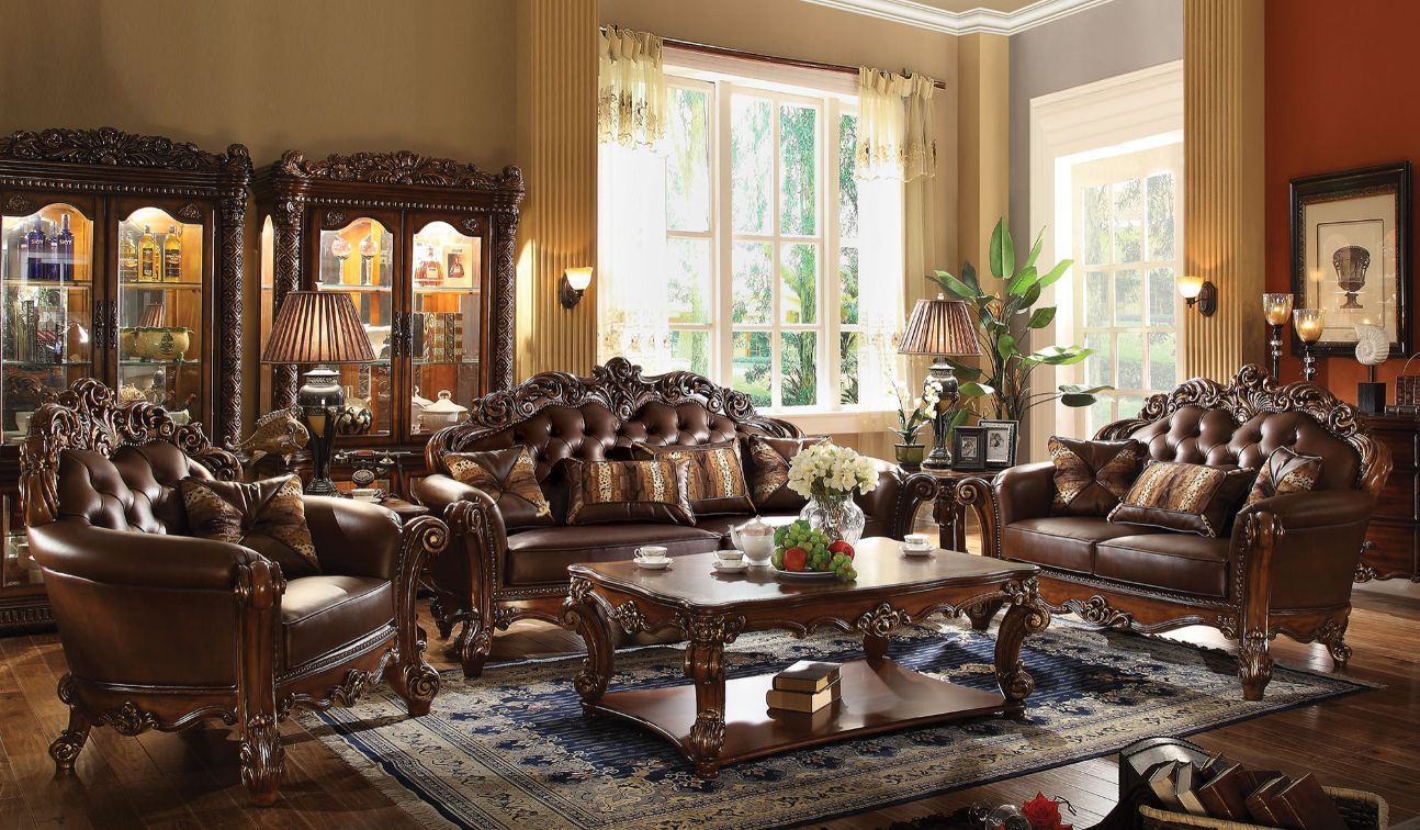 Traditional Design Brown Faux Leather Sofa – Oc Homestyle Furniture Inside Faux Leather Sofas In Dark Brown (View 13 of 15)