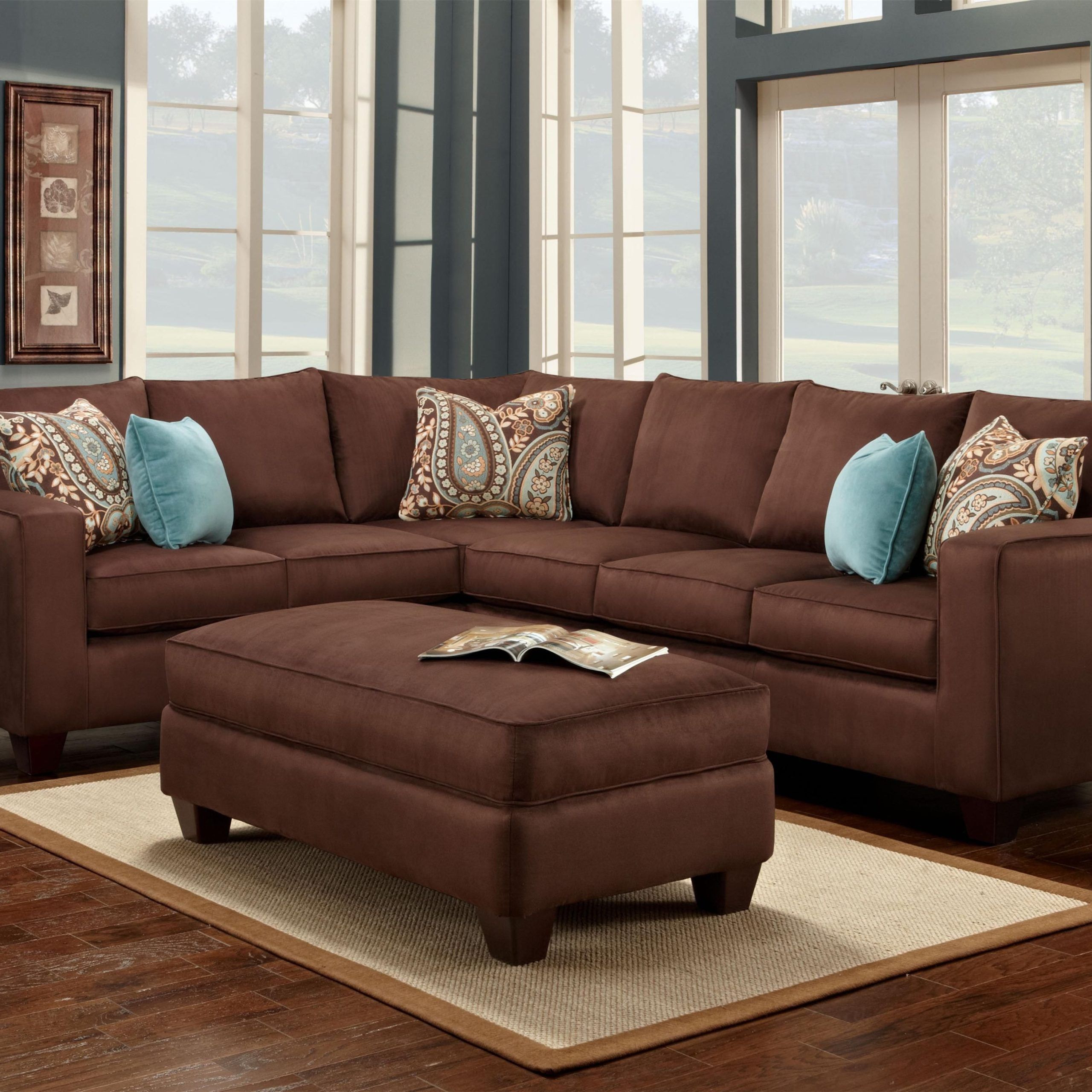Turquoise Is A Great Accent Color To Chocolate Brown! #accent #pillows #sofa  | Brown Living Room Decor, Brown Couch Living Room, Brown Sofa Living Room Within Sofas In Chocolate Brown (Photo 1 of 15)