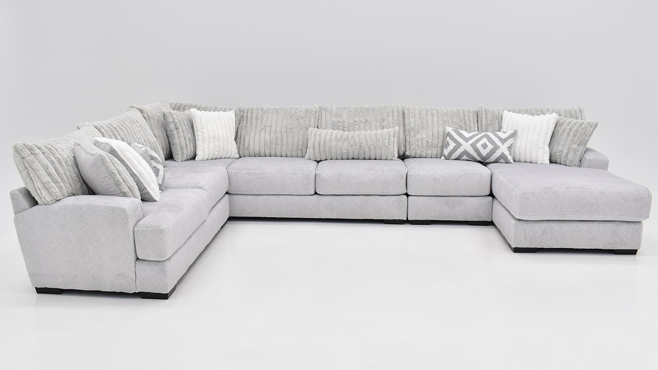 Tweed Large Sectional Sofa With Chaise – Light Gray | Home Furniture Throughout Dark Gray Sectional Sofas (Photo 10 of 15)