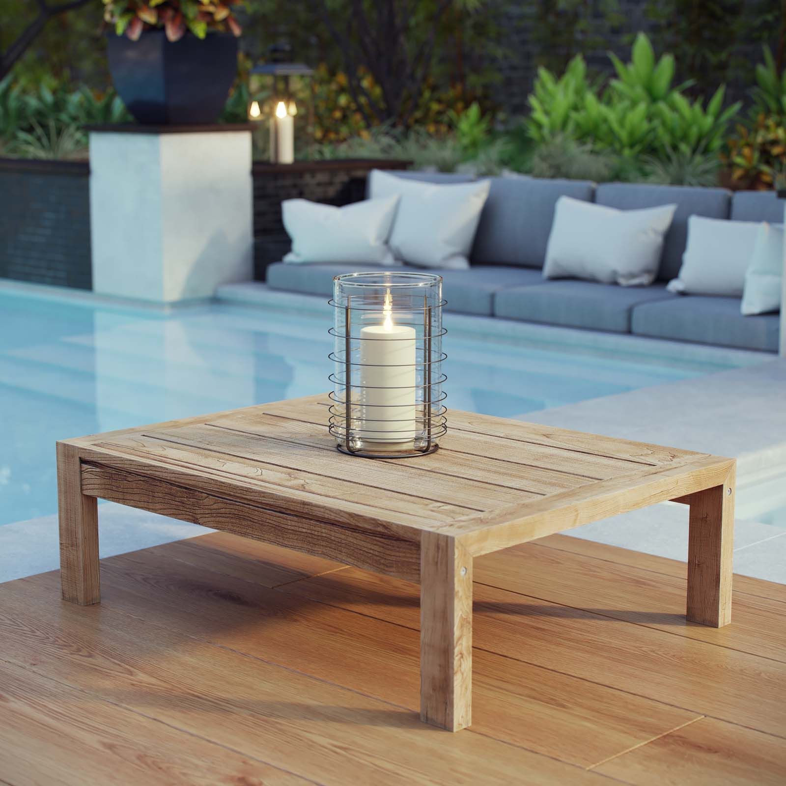 Upland Outdoor Patio Wood Coffee Table Natural Regarding Modern Outdoor Patio Coffee Tables (Photo 12 of 15)