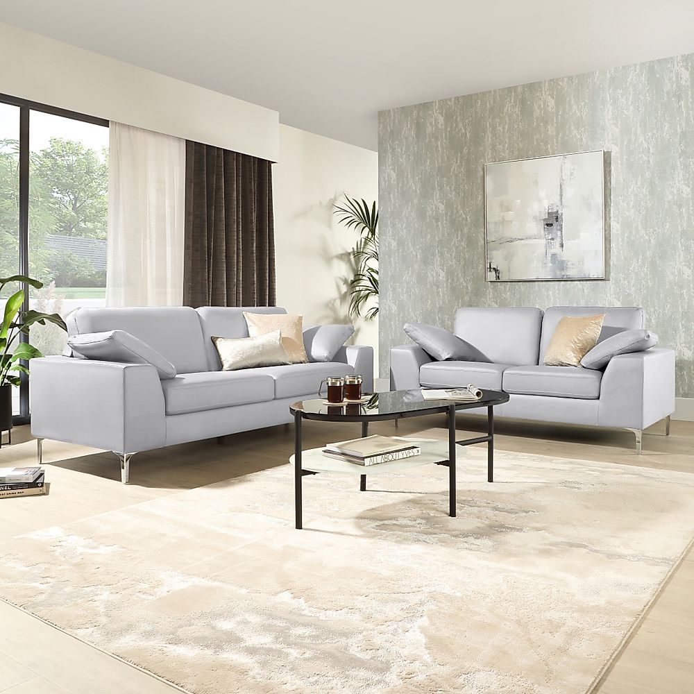 Valencia 3+2 Seater Sofa Set, Light Grey Classic Faux Leather Only £1099.98  | Furniture And Choice Pertaining To Sofas In Light Grey (Photo 1 of 15)