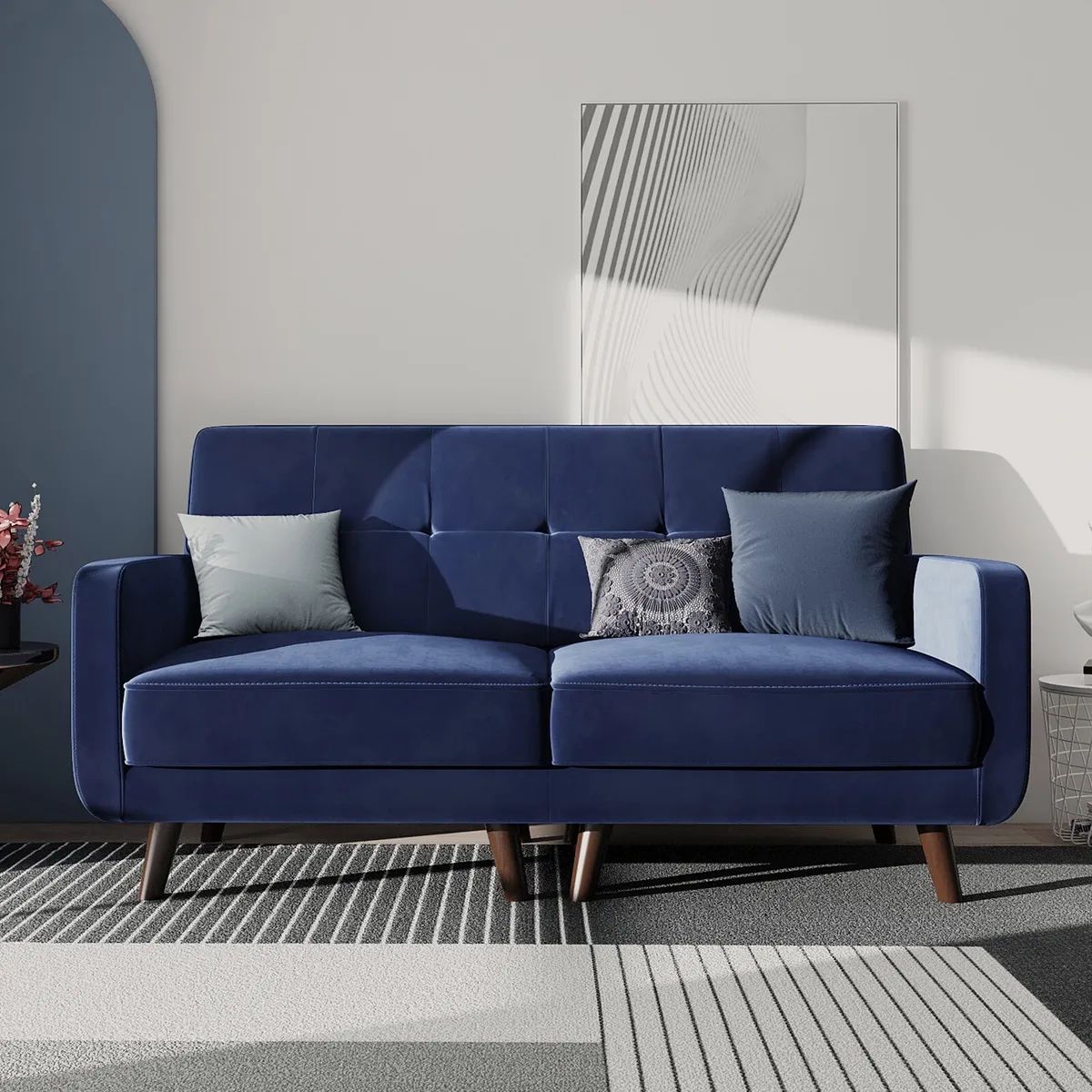 Velvet Tufted Loveseat Modern 2 Seater Sofa Couch For Living Room Small  Space | Ebay Intended For Small Love Seats In Velvet (Photo 15 of 15)
