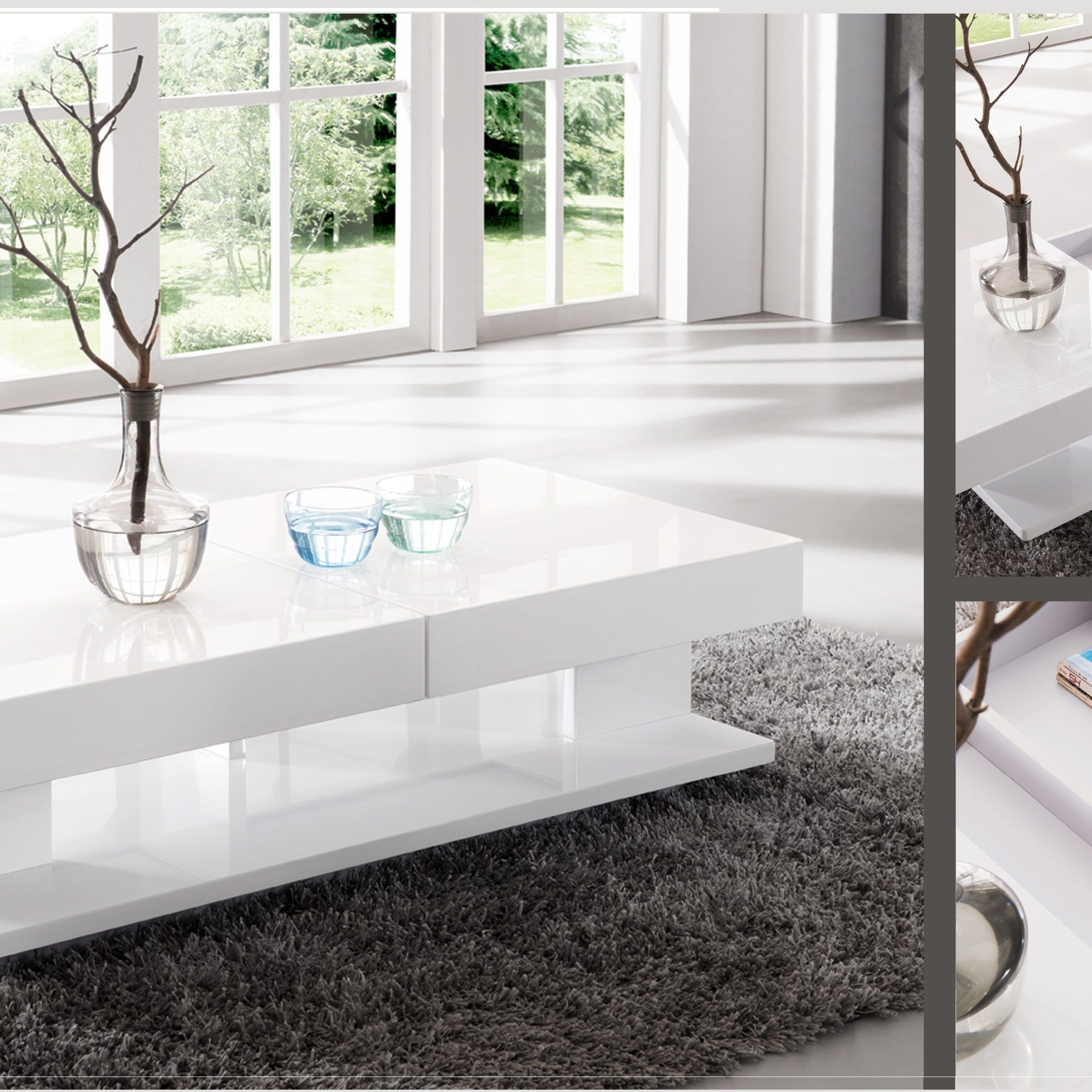 Verona Extending High Gloss Coffee Table With Storage In White | Fif Throughout High Gloss Lift Top Coffee Tables (View 10 of 15)