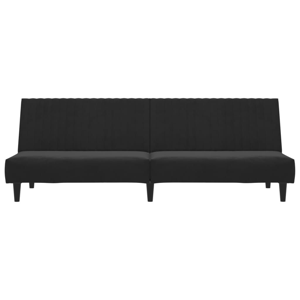 Vidaxl 2 Seater Sofa Bed Black Velvet | Vidaxl With Regard To Black Velvet 2 Seater Sofa Beds (Photo 13 of 15)