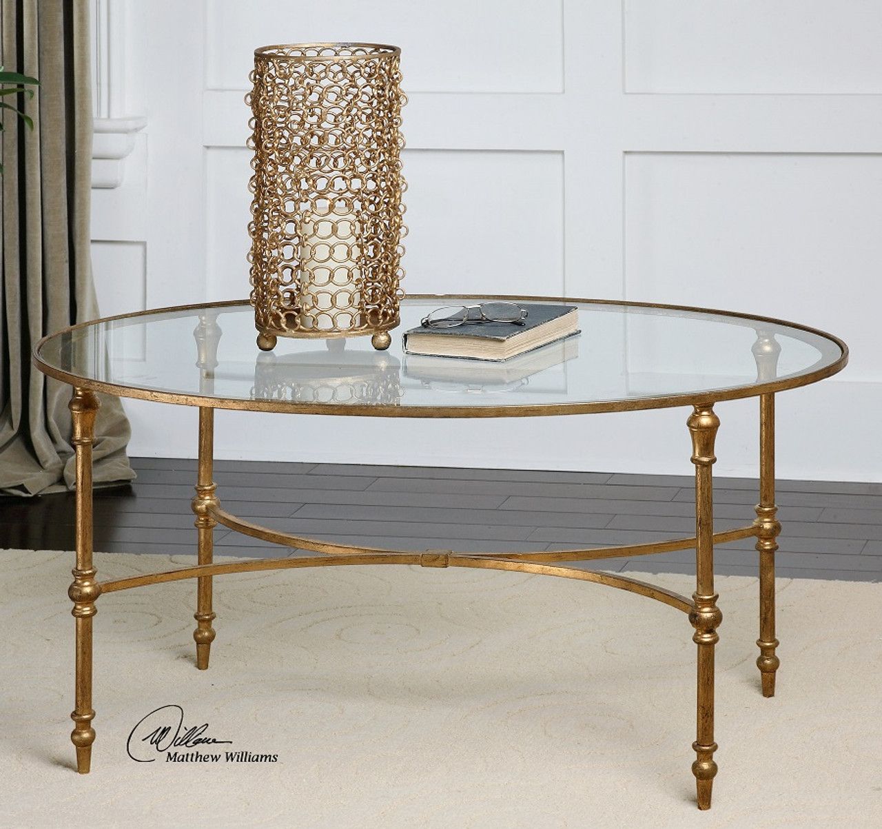 Vitya Gold Leaf Oval Glass Coffee Table | Zin Home With Regard To Oval Glass Coffee Tables (View 13 of 15)
