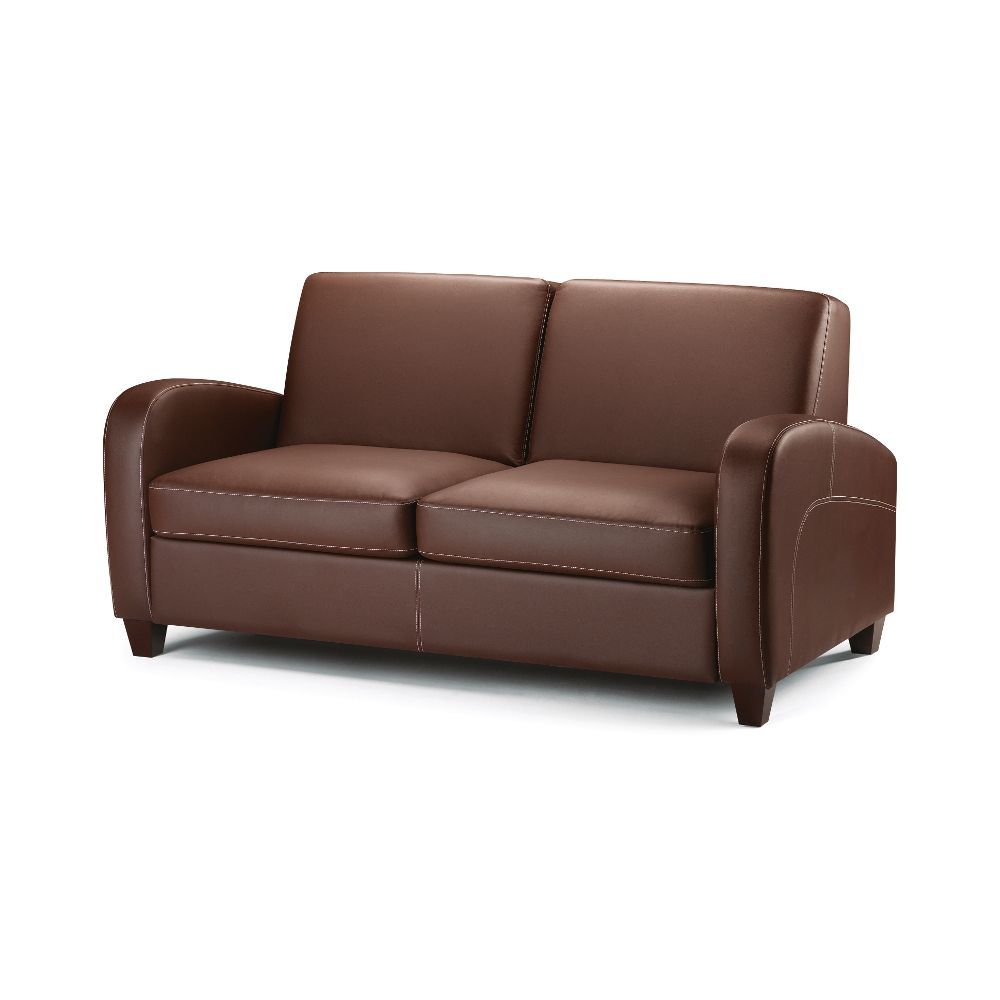 Vivo Brown Faux Leather Sofa Bed | Happy Beds Throughout Faux Leather Sofas In Chocolate Brown (Photo 5 of 15)