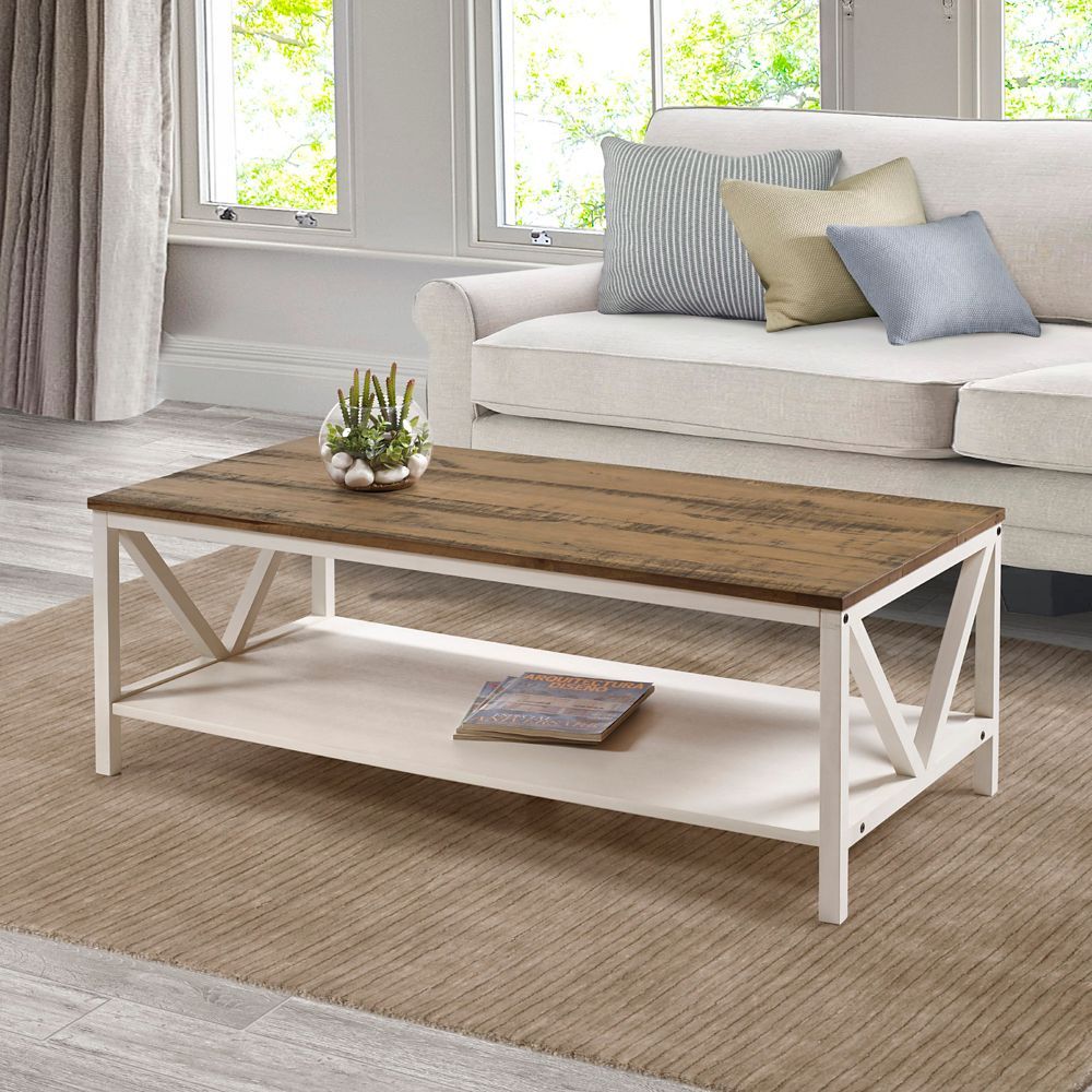 Welwick Designs Distressed Rustic Modern Farmhouse Coffee Table Regarding Modern Farmhouse Coffee Tables (Photo 8 of 15)