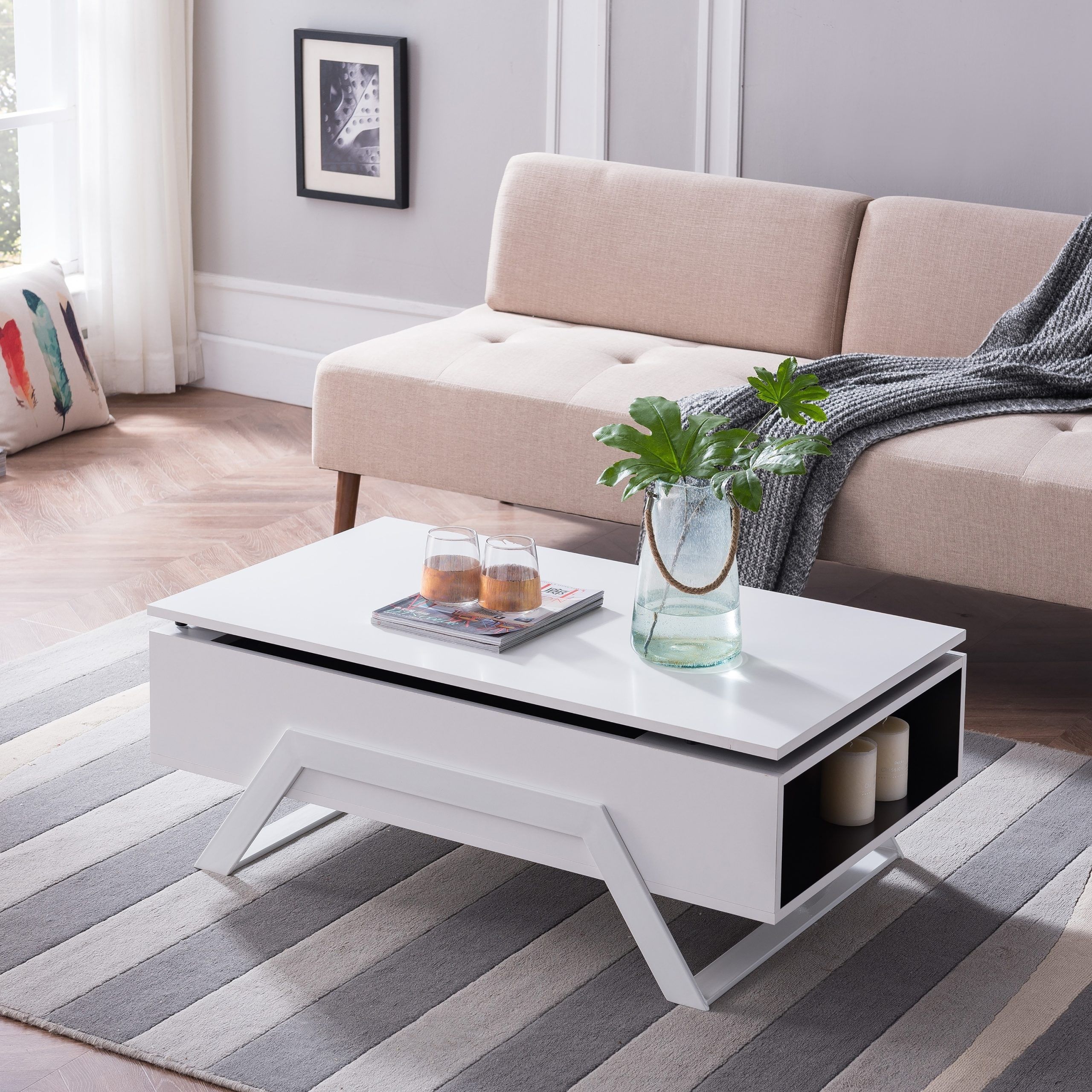 White Lift Top Coffee Table – Lacquer Storage Coffee Table – Accent With High Gloss Lift Top Coffee Tables (View 14 of 15)
