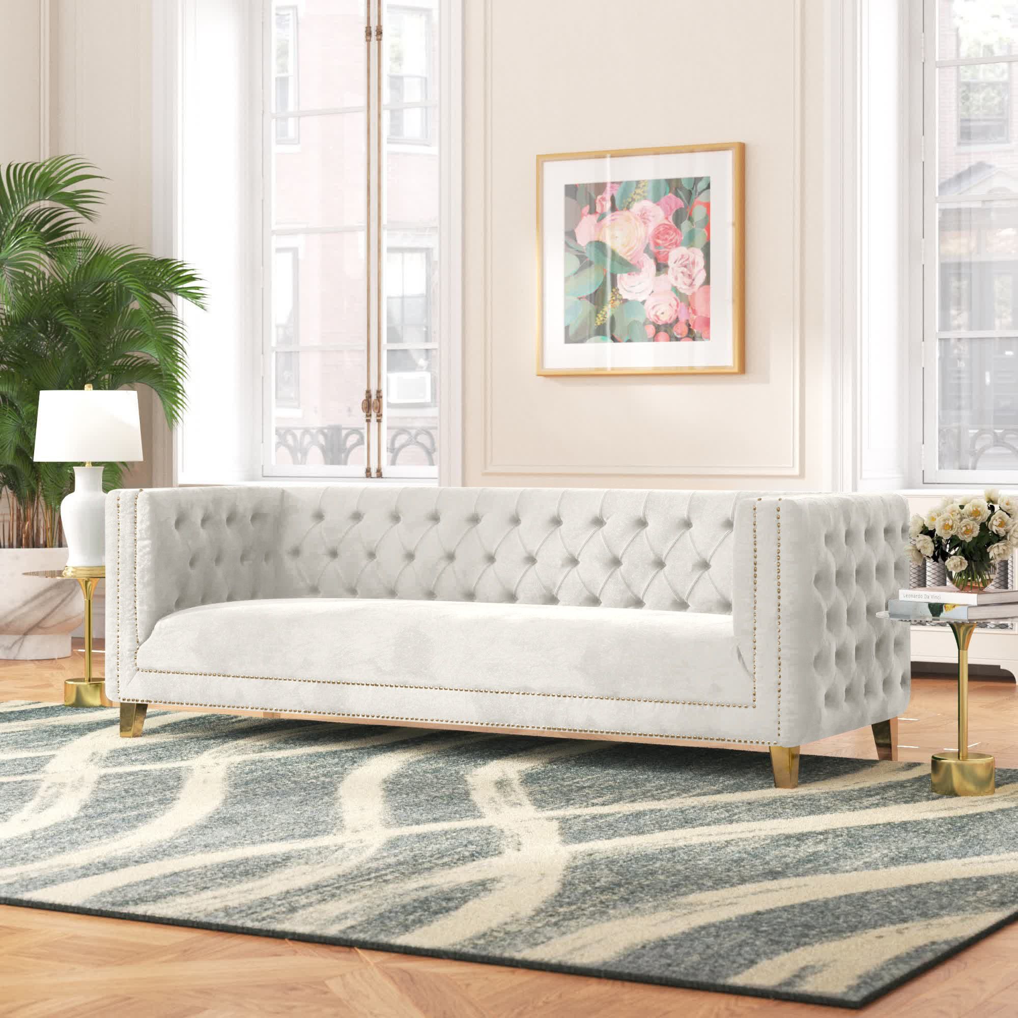 Willa Arlo Interiors Sickels 90'' Upholstered Sofa & Reviews | Wayfair Within Tufted Upholstered Sofas (View 3 of 15)