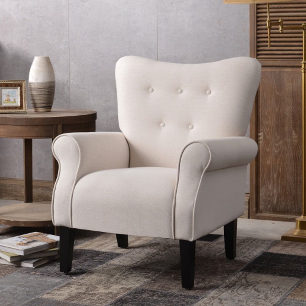 Wing Back Accent Chair, Elegant Button Reading France | Ubuy Inside Comfy Reading Armchairs (Photo 10 of 15)