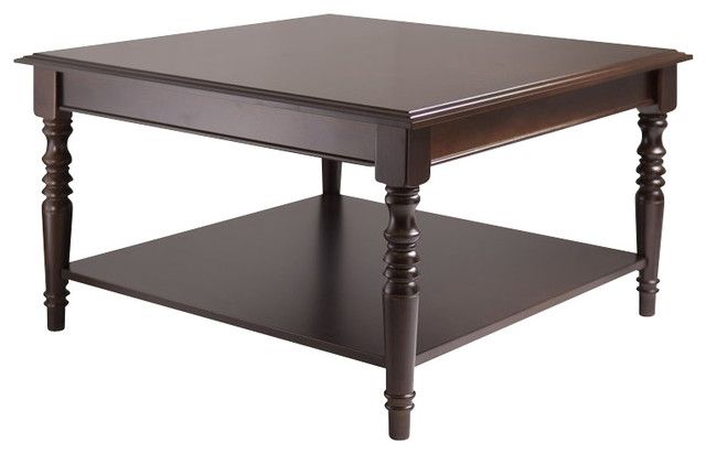 Winsome Whitman Square Coffee Table In Cappuccino Finish – Transitional Within Transitional Square Coffee Tables (View 3 of 15)