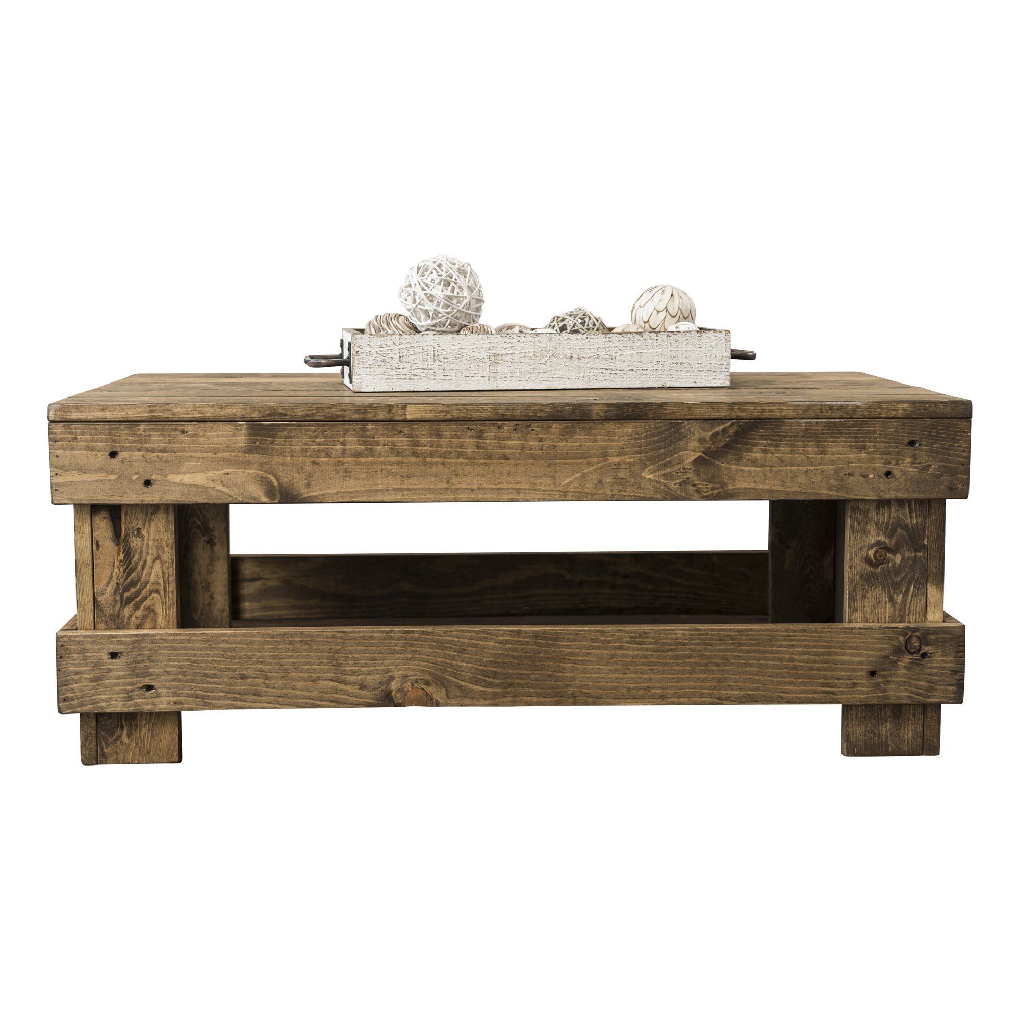 Woven Paths Landmark Pine Solid Wood Farmhouse Coffee Table, Dark Within Woven Paths Coffee Tables (View 5 of 15)