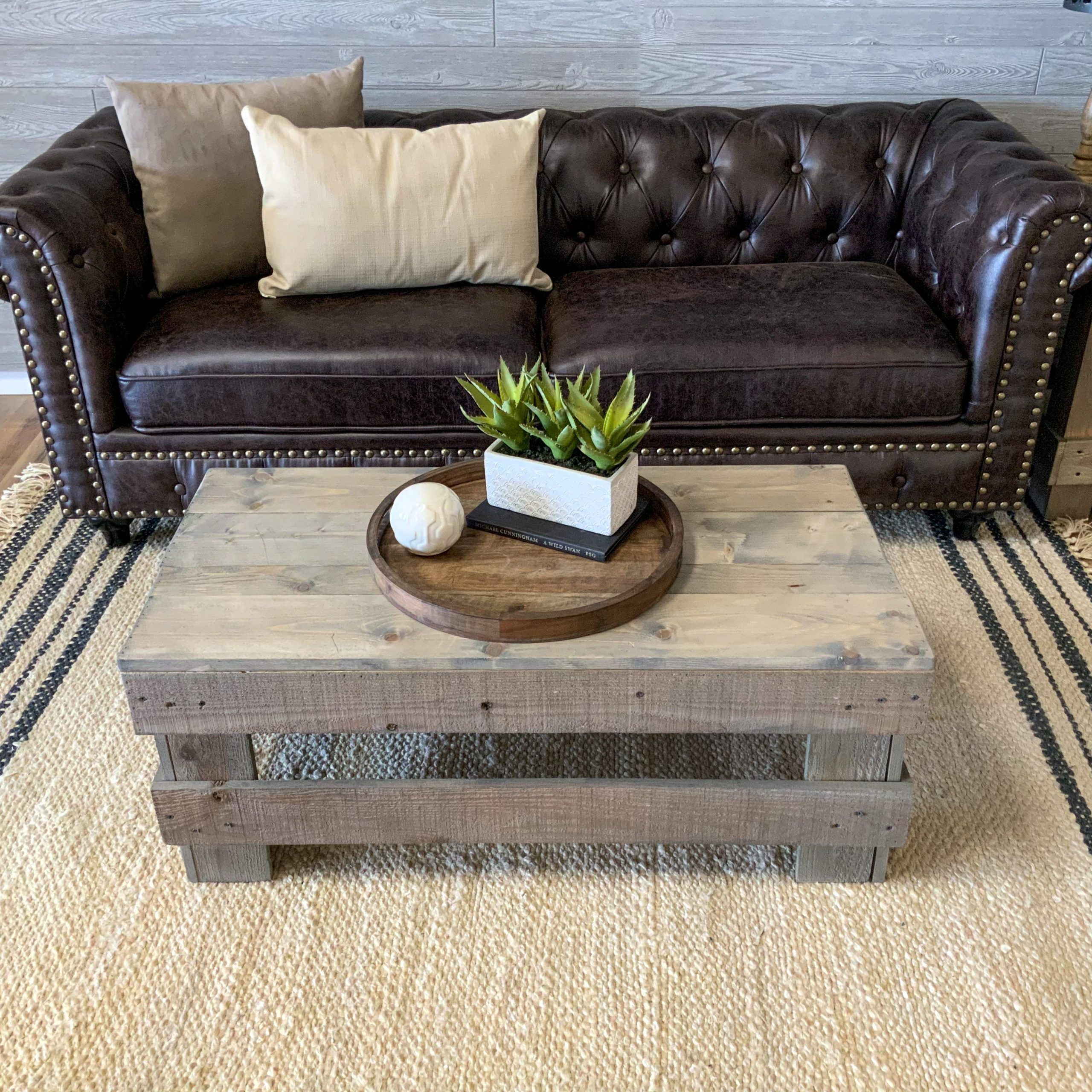 Woven Paths Landmark Pine Solid Wood Farmhouse Coffee Table, Gray Within Woven Paths Coffee Tables (View 11 of 15)