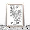 San Diego Map Wall Art (Photo 2 of 20)