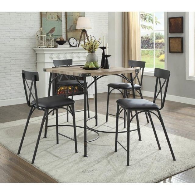 25 Photos Caira Black 5 Piece Round Dining Sets with Upholstered Side Chairs
