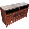 Newest Rustic Red Tv Stands for Scraped Red Finish 2 Door Tv Stand Real Wood Flat Screen Console (Photo 7306 of 7825)