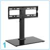 Rfiver Universal Floor Tv Stands Base Swivel Mount With Height Adjustable Cable Management (Photo 2 of 15)