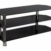 Floor Tv Stands With Swivel Mount and Tempered Glass Shelves for Storage (Photo 7 of 15)