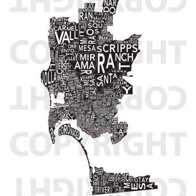 20 Best Collection of San Diego Map Wall Art