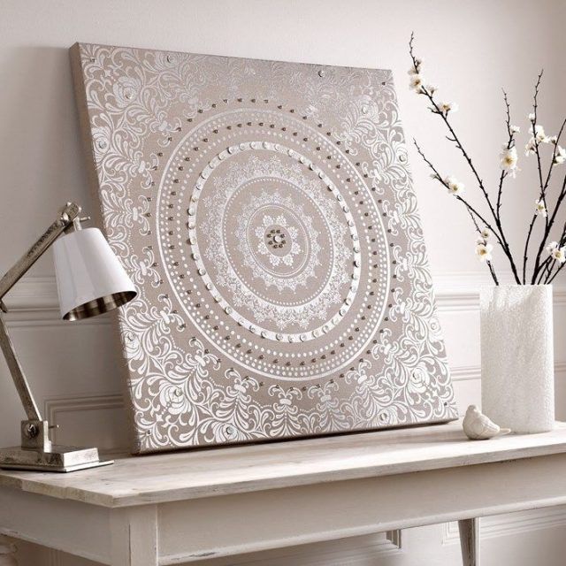 Top 15 of Fabric Panel Wall Art with Embellishments