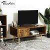 Zimtown Modern Tv Stands High Gloss Media Console Cabinet With Led Shelf and Drawers (Photo 8 of 15)