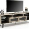 Zimtown Modern Tv Stands High Gloss Media Console Cabinet With Led Shelf and Drawers (Photo 11 of 15)