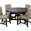 Jaxon Grey 5 Piece Round Extension Dining Sets With Upholstered Chairs (Photo 7 of 25)