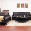 Bonded Leather All in One Sectional Sofas With Ottoman and 2 Pillows Brown (Photo 4 of 15)