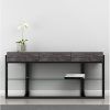 Oak & Brass Stacking Media Console Tables (Photo 25 of 25)