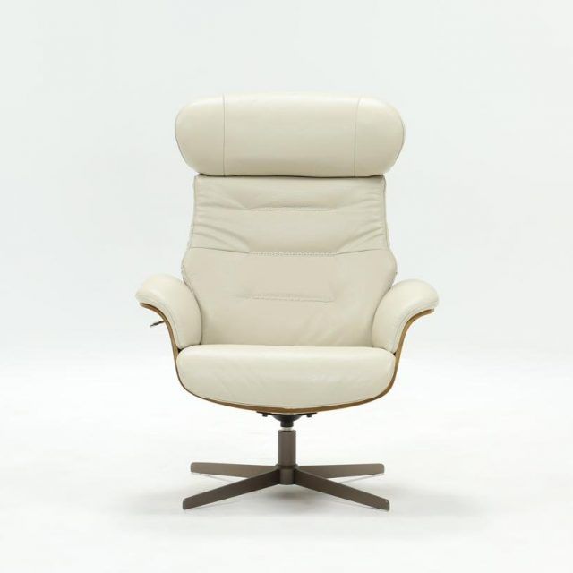 25 Photos Amala White Leather Reclining Swivel Chairs