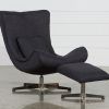 Amala Dark Grey Leather Reclining Swivel Chairs (Photo 1 of 25)