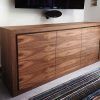Well known Walnut Tv Cabinets With Doors with Uk-Cf New Barcelona Walnut Tv Cabinet With Black Glass Door Screens (Photo 6703 of 7825)
