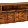 Tv Stands With Sliding Barn Door Console in Rustic Oak (Photo 5 of 15)