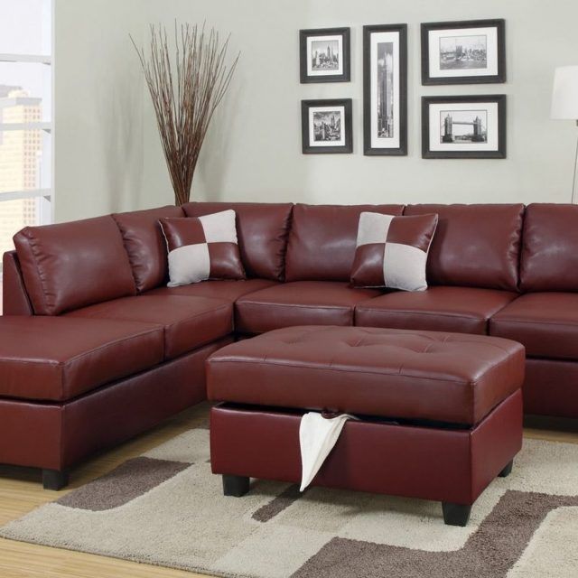 2024 Best of Red Leather Sectional Sofas with Ottoman